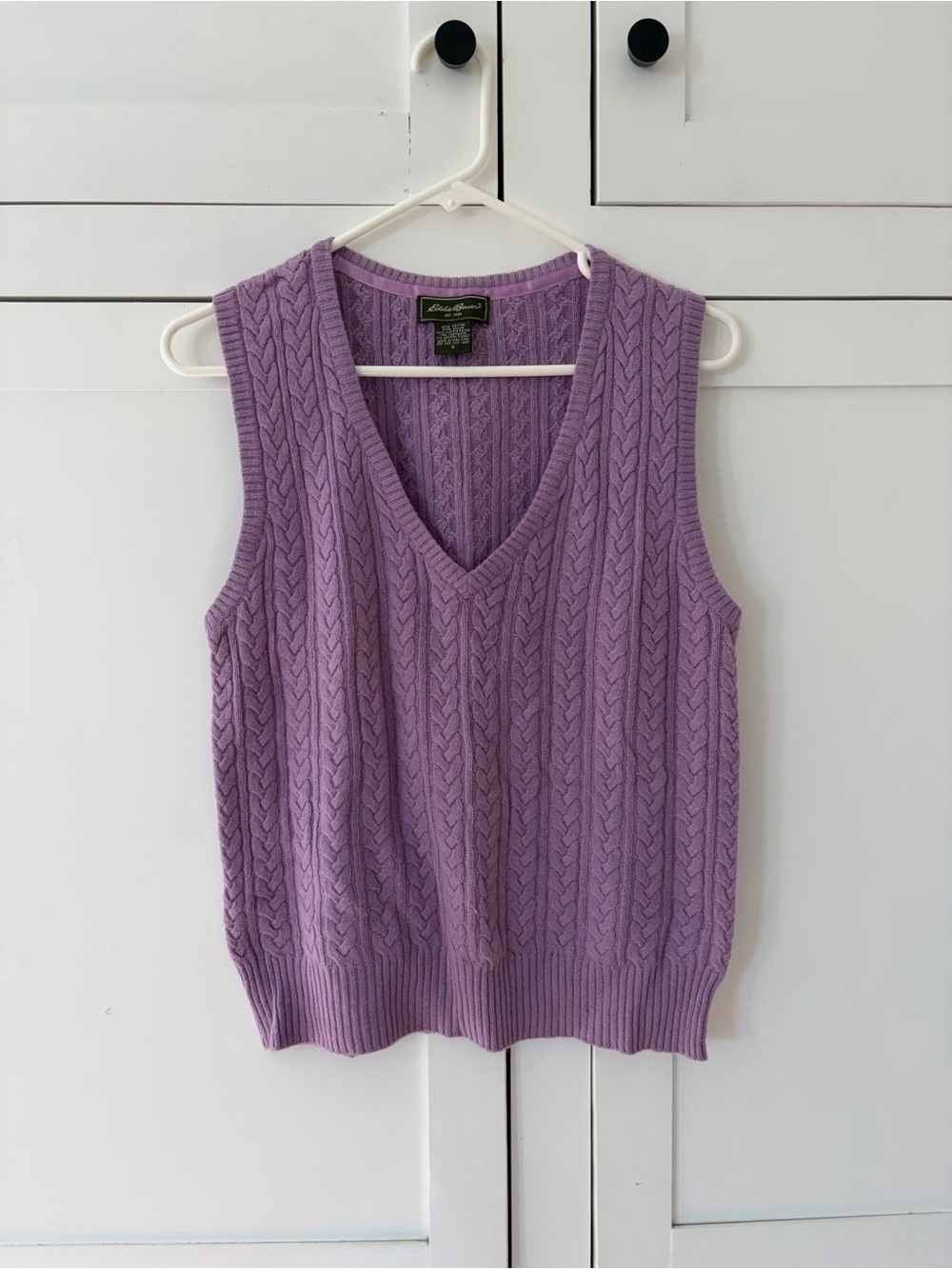Vintage Eddie Bauer Purple Cable Knit Cashmere Angora Rabbit Sweater Small
